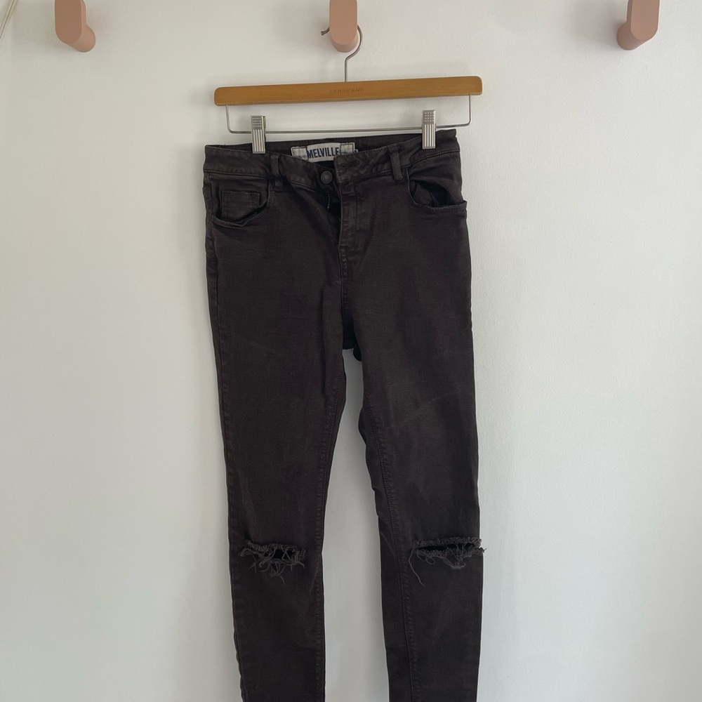 Melville Dark Brown Distressed Skinny Jeans